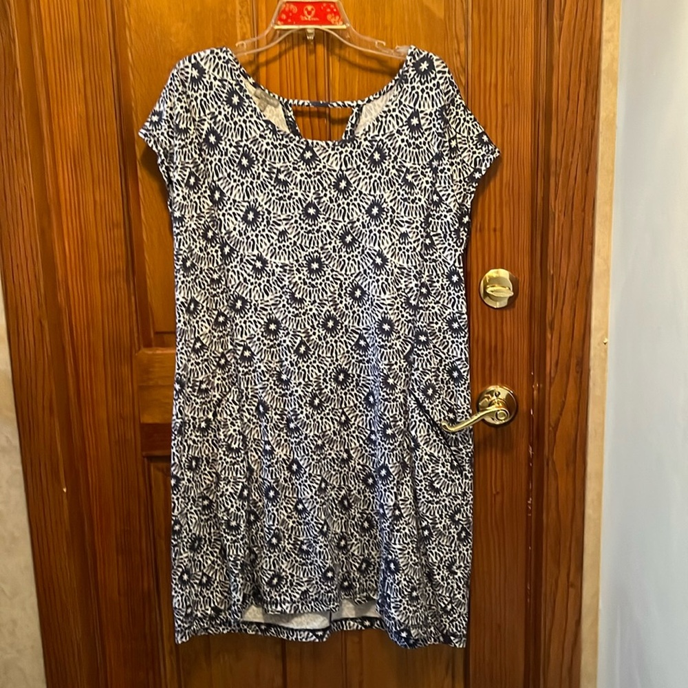 T by Talbots Black and White Print Dress Size XL